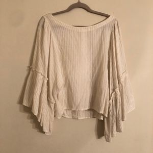 Anthropologie Off-white Blouse with Gold Stripes